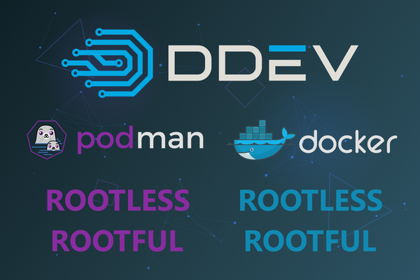 DDEV logo with Podman and Docker logos